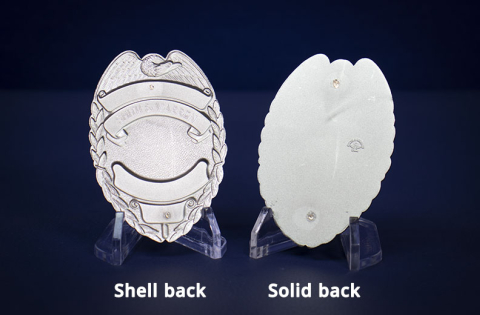 Shell back badge solid back badge
