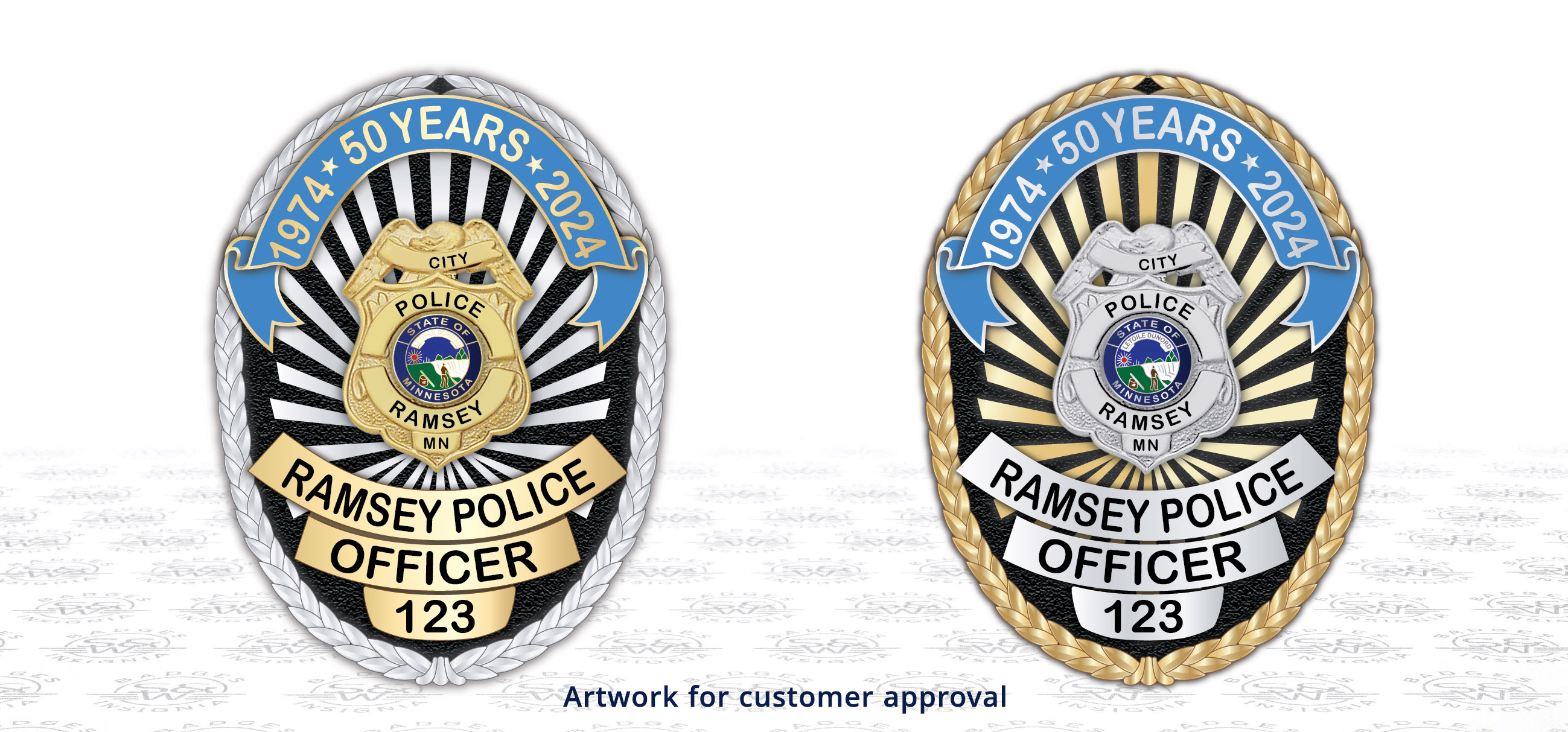 Ramsey Police Department Anniversary badge artwork done in vector format