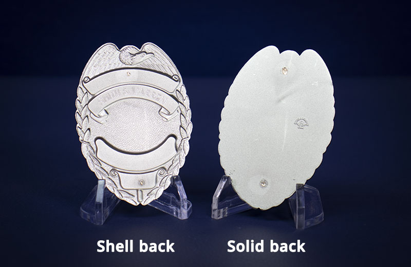 Shell back badge solid back badge