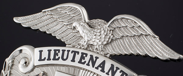 Badge with eagle on top in silver