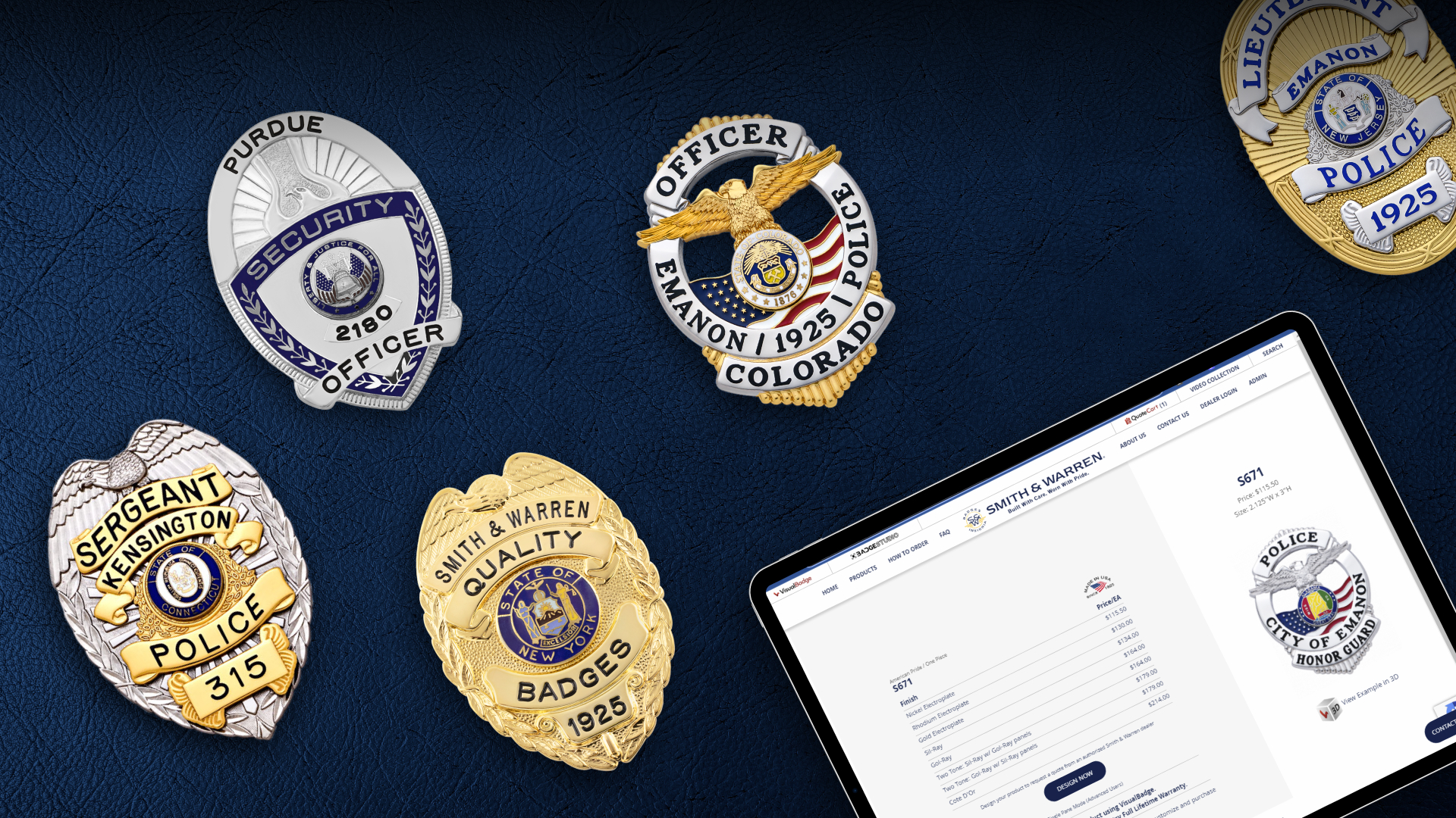 Police officer badge and security officer badge. Professional artwork