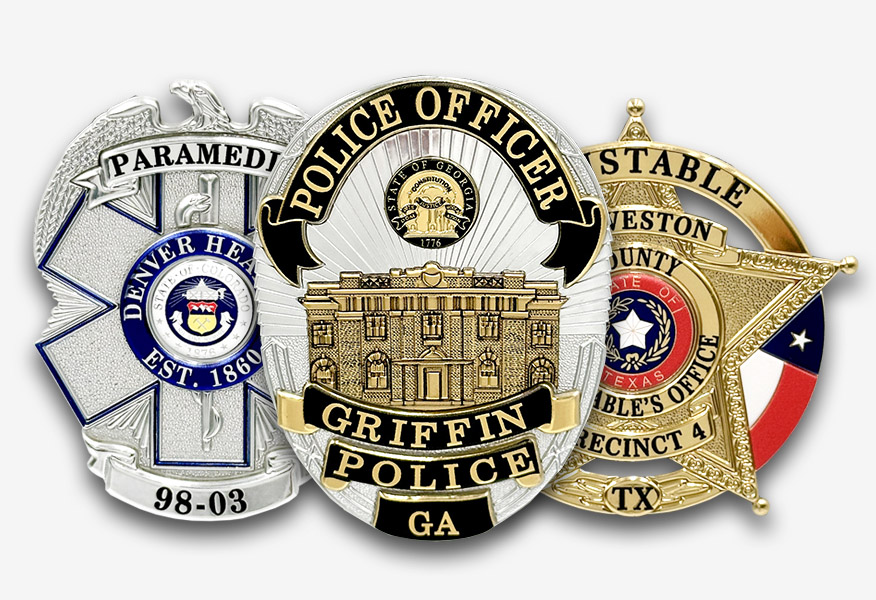 Flexible badge samples for police, ems and sheriff