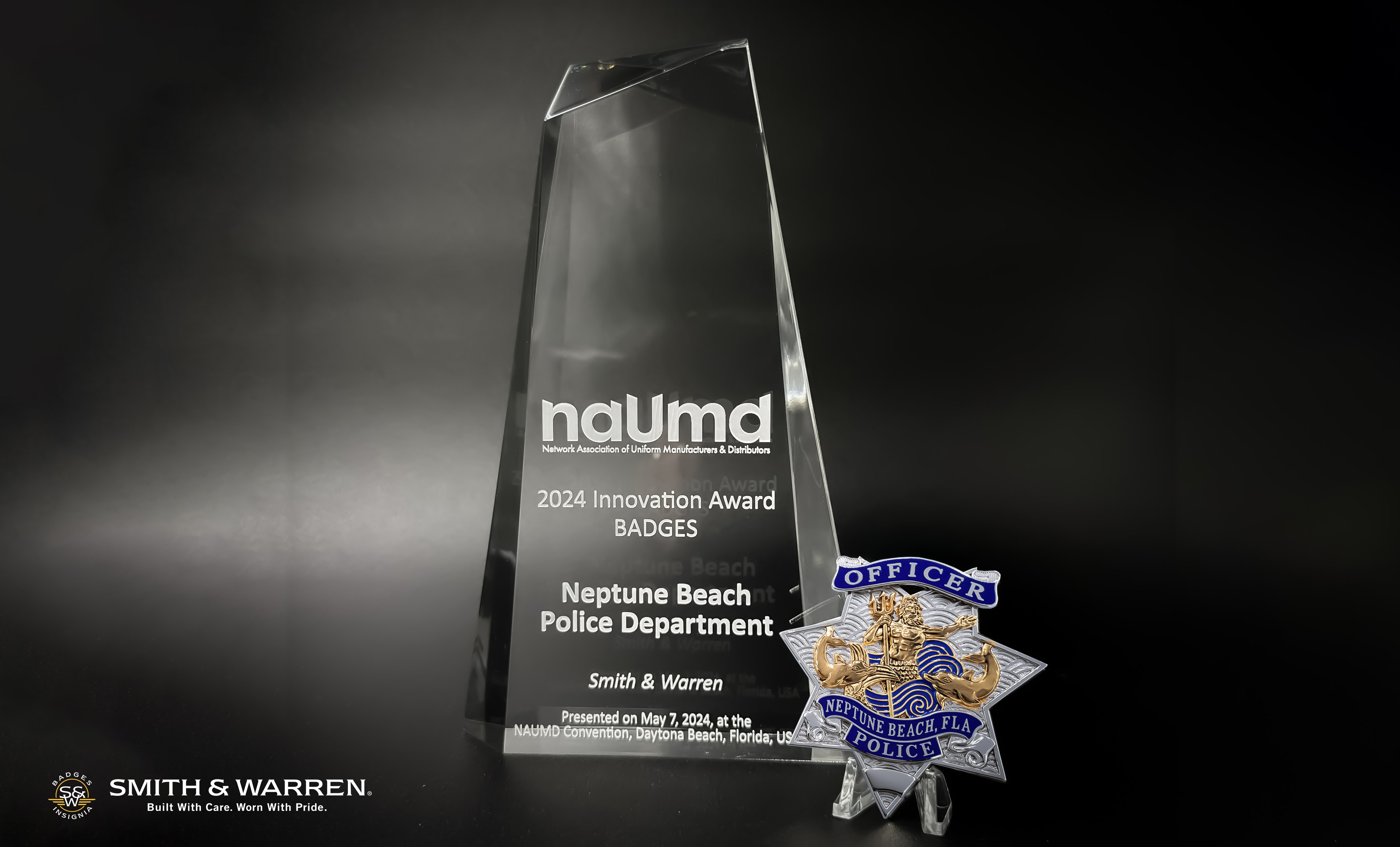 NAUMD Award winning badge Neptune Beach Police