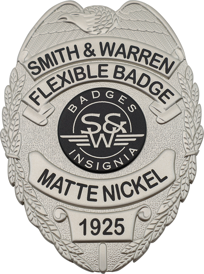Matte Nickel Flexible Badge Finish