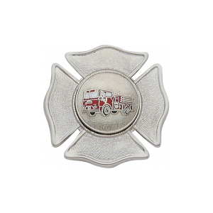 Fire Department Maltese Cross Retractable Badge Reel (Silver)